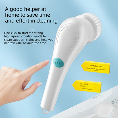 Electric Cleaning Brush with 5 Replaceable Heads â€“ Waterproof, Rechargeable Kitchen Scrubber for Dishes, Surfaces & Deep Cleaning