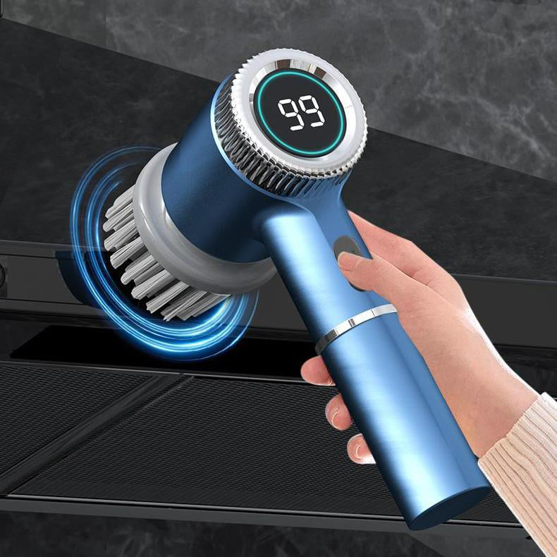 White Wireless Electric Cleaning Brush â€“ Rechargeable, 3-Speed, IPX7 Waterproof with 5 Replaceable Brush Heads for Kitchen, Dishes & Deep Cleaning