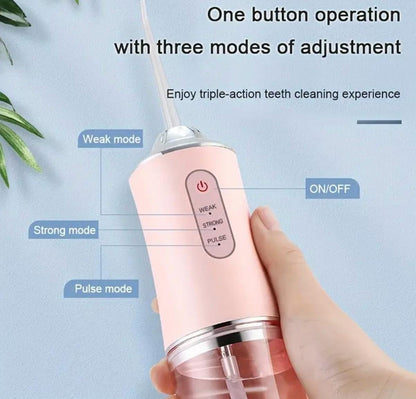 Pink Portable Water Flosser Oral Irrigator with 230ml Tank and 3 Modes Rechargeable IPX7 Waterproof Teeth Cleaner for Australian Home and Travel Use