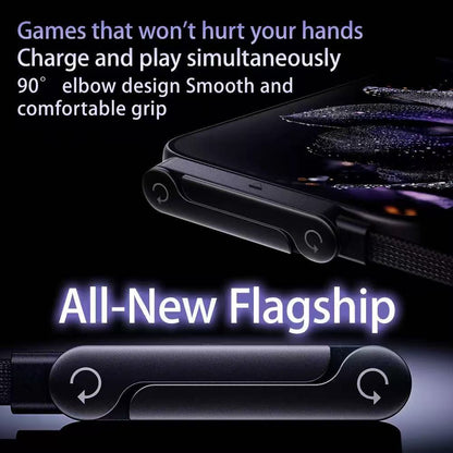 240W USB-C to USB-C Fast Charging Cable with Integrated Folding Phone Stand and 90 Degree Elbow for Mobile Gaming and Video Streaming