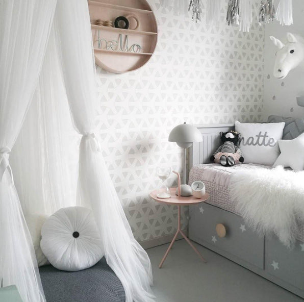 Pink Nordic Style 7-Layer Tulle Bed Canopy 300cm Extra Long 60cm Dome for Australian Kids Bedroom Nursery and Playroom Decor