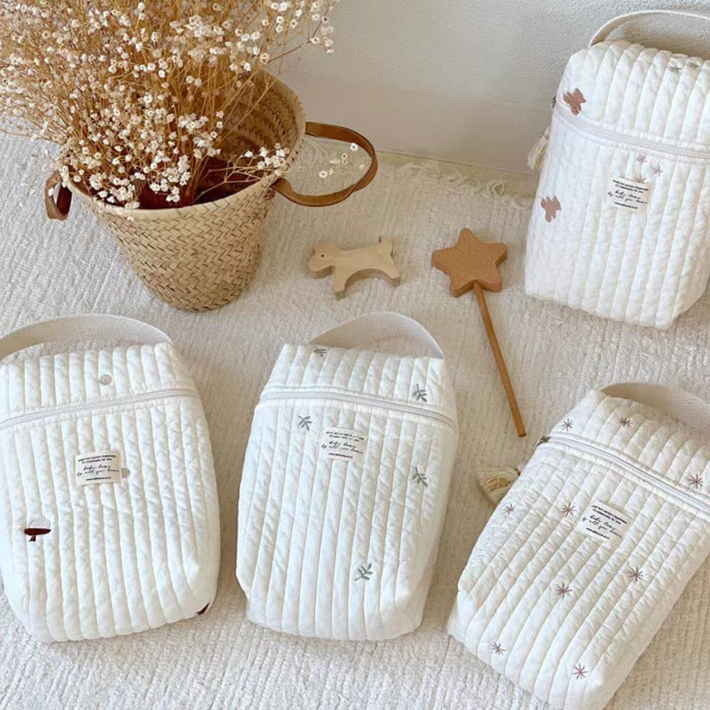 Stars Quilted Nappy Storage Bag Portable Diaper Organizer Mommy Travel Pouch with Zipper 28x18x6cm for Australian Families and Stroller Use