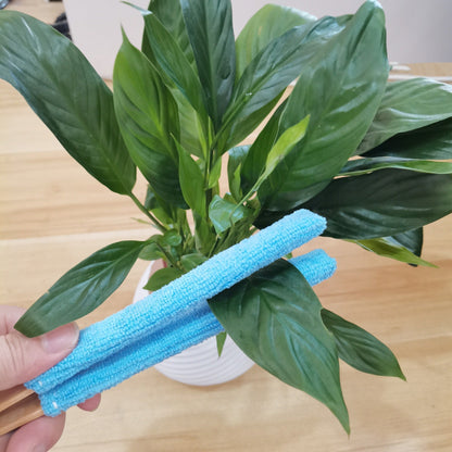 Red 3 Pack Microfiber Plant Leaf Cleaning Tongs with Removable Sleeves and Natural Bamboo Handles for Houseplants Maintenance