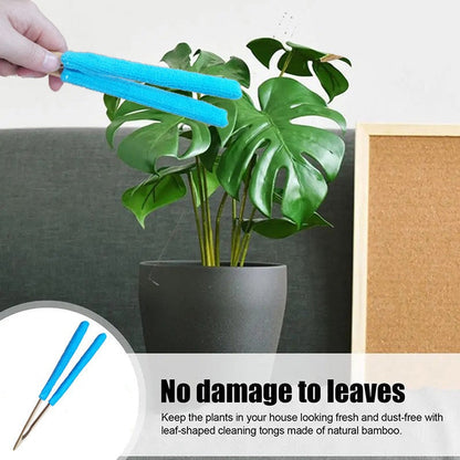 Orange 3 Pack Microfiber Plant Leaf Cleaning Tongs with Removable Sleeves and Natural Bamboo Handles for Houseplants Maintenance