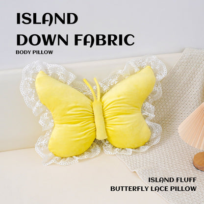 White Elegant Butterfly Lace Throw Pillow 60x45cm Soft Decorative Cushion for Sofa Bedroom Office and Car Comfort Backrest Accessory