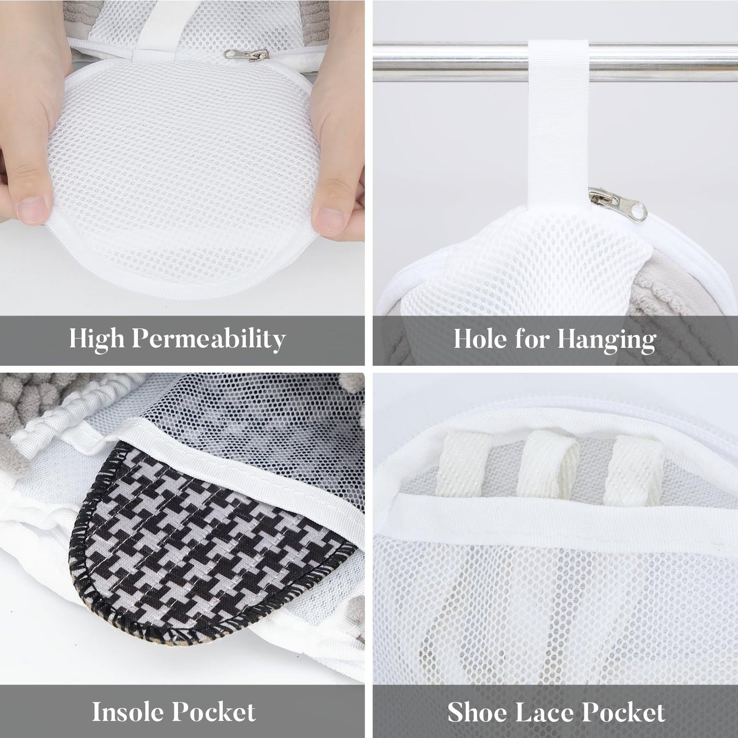 2 Pack Shoe Washing Bag for Washing Machine with 360-degree Cleaning Fibers, Protects Sneakers and Trainers, Laundry Care for Australian Homes