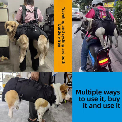 Black Multi-Functional Dog Carrier Backpack and Lift Harness for Hiking and Outdoor Use, Adjustable Breathable Pet Support Sling for Senior or Injured Large Dogs(Size: S)