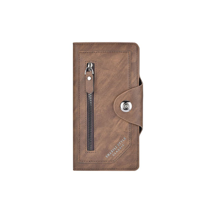 Dark coffee Vintage Men's Long Wallet Slim PU Leather Clutch with Multi Card Slots and External Zipper Pocket, Large Capacity Fashion Purse for Daily Use