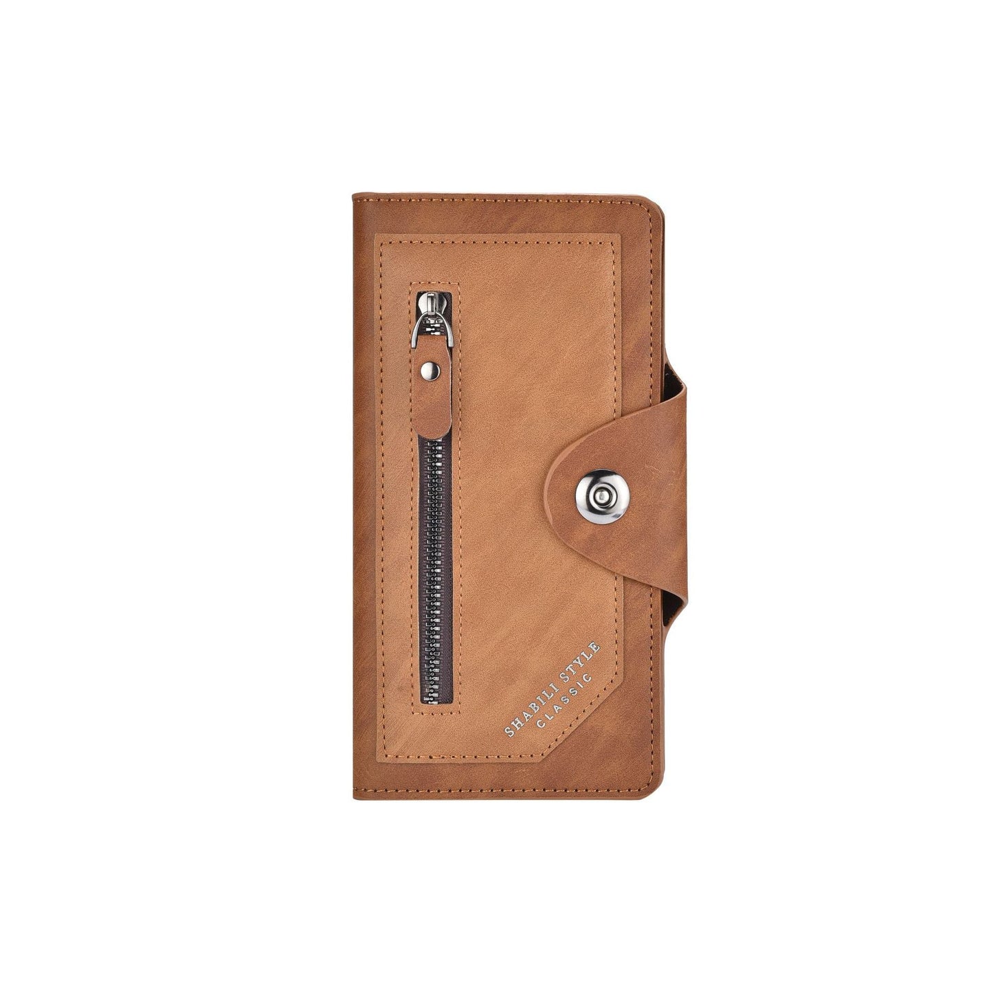Light coffee Vintage Men's Long Wallet Slim PU Leather Clutch with Multi Card Slots and External Zipper Pocket, Large Capacity Fashion Purse for Daily Use