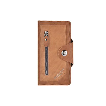 Light coffee Vintage Men's Long Wallet Slim PU Leather Clutch with Multi Card Slots and External Zipper Pocket, Large Capacity Fashion Purse for Daily Use