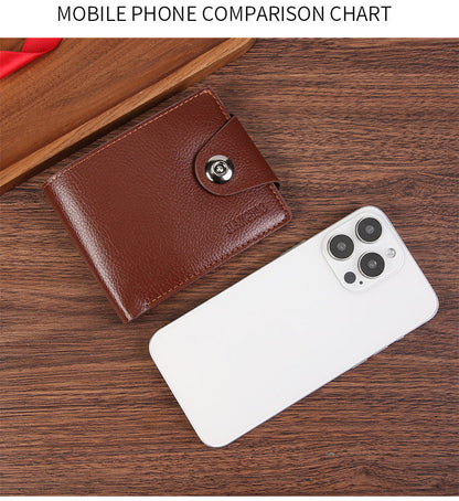 Black Men's PU Leather Wallet with Magnetic Clasp and Zipper Pocket for Cards Cash and Coins Ideal for Daily Use in Australia