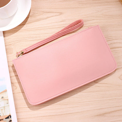 Pink Women's Soft PU Leather Double-Layer Zip Wallet with Wrist Strap â€“ Spacious Card, Cash and Phone Holder for Students and Everyday Use in Australia