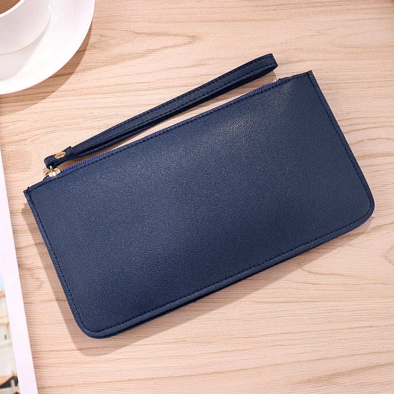Sapphire blue Women's Soft PU Leather Double-Layer Zip Wallet with Wrist Strap â€“ Spacious Card, Cash and Phone Holder for Students and Everyday Use in Australia
