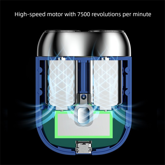 Green Portable Mini Electric Shaver with Dual Floating Heads IPX6 Waterproof Rechargeable Travel Razor for Men for Grooming and Business Trips
