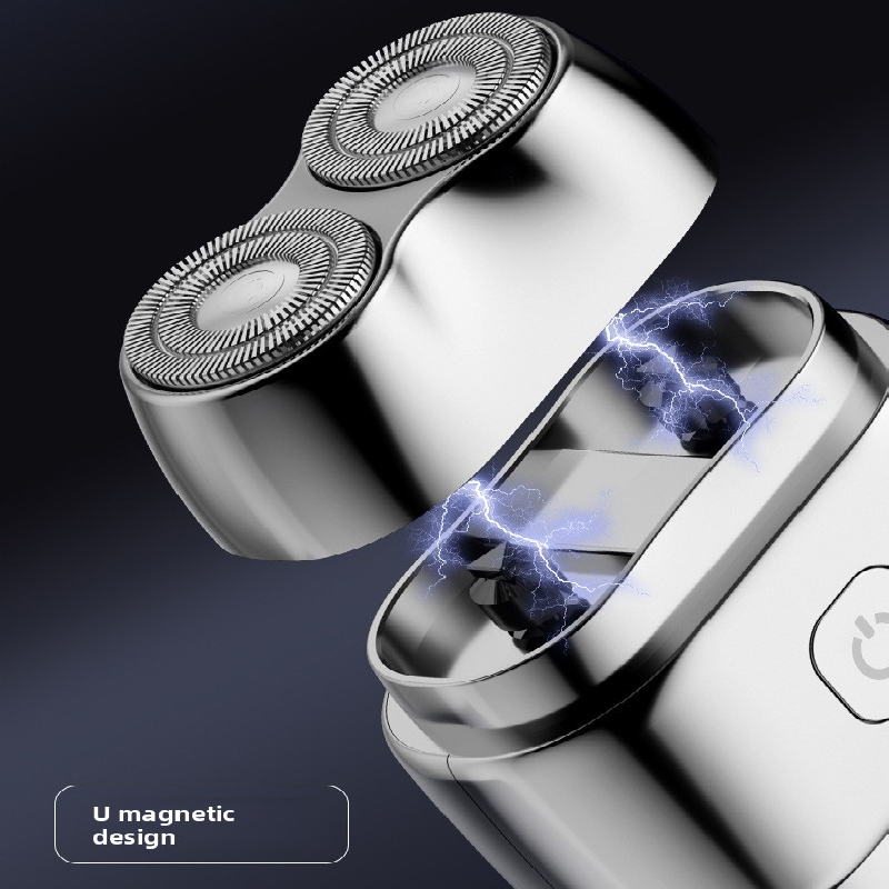Grey Mini Electric Shaver with Dual Floating Heads Magnetic Suction and IPX5 Waterproofing for Men Travel Grooming Compact Rechargeable Razor AU Stock