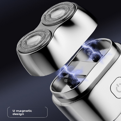 Grey Mini Electric Shaver with Dual Floating Heads Magnetic Suction and IPX5 Waterproofing for Men Travel Grooming Compact Rechargeable Razor AU Stock