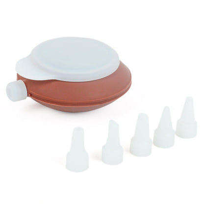 2-Pack Food Grade Silicone Macaron Piping Pot Squeezer with 5 Interchangeable Nozzles for Dessert Decorating and Home Baking Essentials