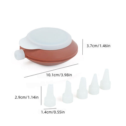 2-Pack Food Grade Silicone Macaron Piping Pot Squeezer with 5 Interchangeable Nozzles for Dessert Decorating and Home Baking Essentials