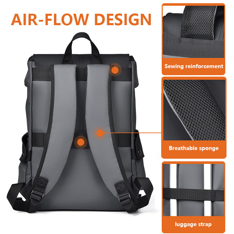 Dark grey Men Large Capacity Business Laptop Backpack Waterproof PU Leather Travel Rucksack with USB Port for Work and Travel in Australia