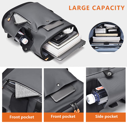 Black Men Large Capacity Business Laptop Backpack Waterproof PU Leather Travel Rucksack with USB Port for Work and Travel in Australia
