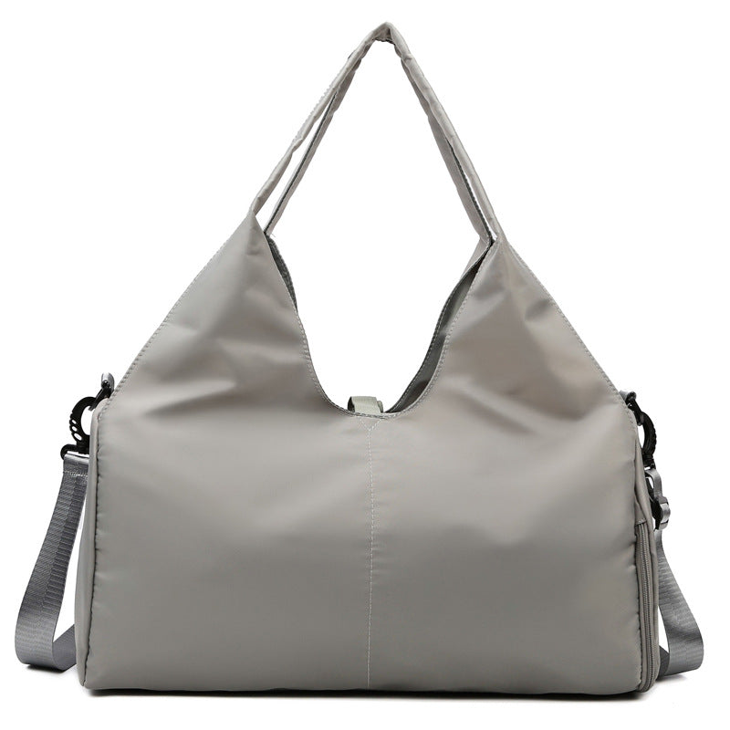 Grey Women Large Capacity Yoga Gym Bag with Shoe Compartment and Mat Strap Water Resistant Travel Duffel Lightweight Tote for Fitness and Weekend Trips