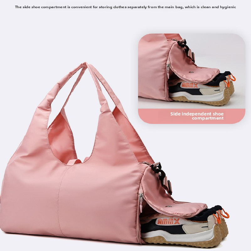 Grey Women Large Capacity Yoga Gym Bag with Shoe Compartment and Mat Strap Water Resistant Travel Duffel Lightweight Tote for Fitness and Weekend Trips
