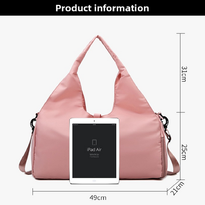Grey Women Large Capacity Yoga Gym Bag with Shoe Compartment and Mat Strap Water Resistant Travel Duffel Lightweight Tote for Fitness and Weekend Trips
