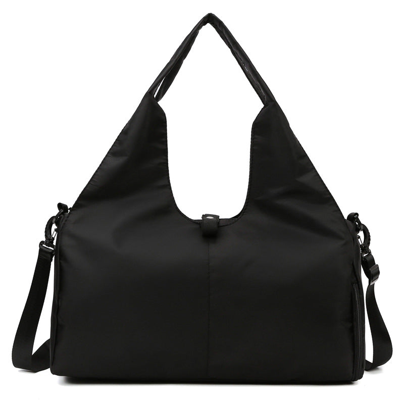 Black Women Large Capacity Yoga Gym Bag with Shoe Compartment and Mat Strap Water Resistant Travel Duffel Lightweight Tote for Fitness and Weekend Trips
