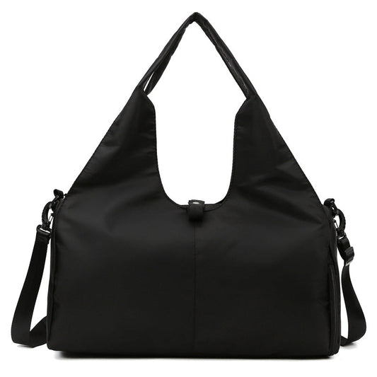 Black Women Large Capacity Yoga Gym Bag with Shoe Compartment and Mat Strap Water Resistant Travel Duffel Lightweight Tote for Fitness and Weekend Trips