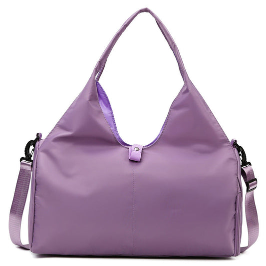 Purple Women Large Capacity Yoga Gym Bag with Shoe Compartment and Mat Strap Water Resistant Travel Duffel Lightweight Tote for Fitness and Weekend Trips