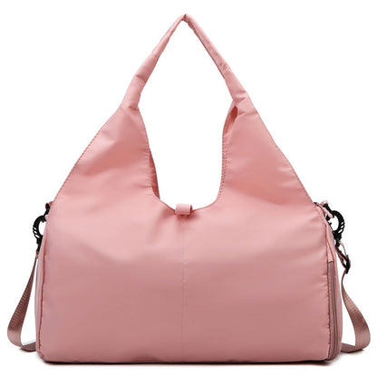 Pink Women Large Capacity Yoga Gym Bag with Shoe Compartment and Mat Strap Water Resistant Travel Duffel Lightweight Tote for Fitness and Weekend Trips