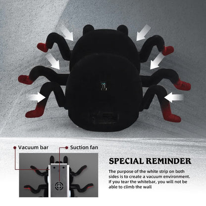 RC Wall Climbing Spider Toy Realistic Fuzzy Tarantula Anti-Gravity Remote Control Prank Bug with LED Eyes Rechargeable Gift for Kids
