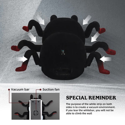 RC Wall Climbing Spider Toy Realistic Fuzzy Tarantula Anti-Gravity Remote Control Prank Bug with LED Eyes Rechargeable Gift for Kids