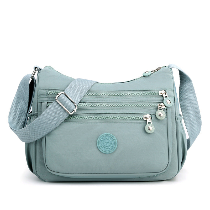 Women's Lightweight Nylon Crossbody Bag Waterproof Multi Pocket Shoulder Purse Travel Messenger Aqua Blue