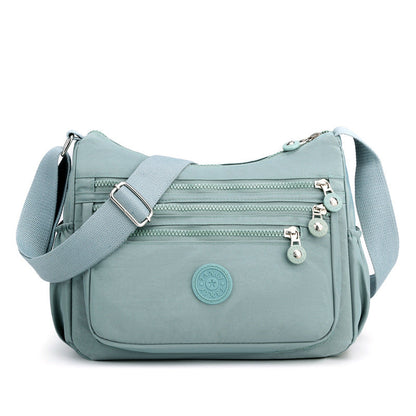 Women's Lightweight Nylon Crossbody Bag Waterproof Multi Pocket Shoulder Purse Travel Messenger Aqua Blue