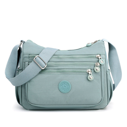 Women's Lightweight Nylon Crossbody Bag Waterproof Multi Pocket Shoulder Purse Travel Messenger Aqua Blue