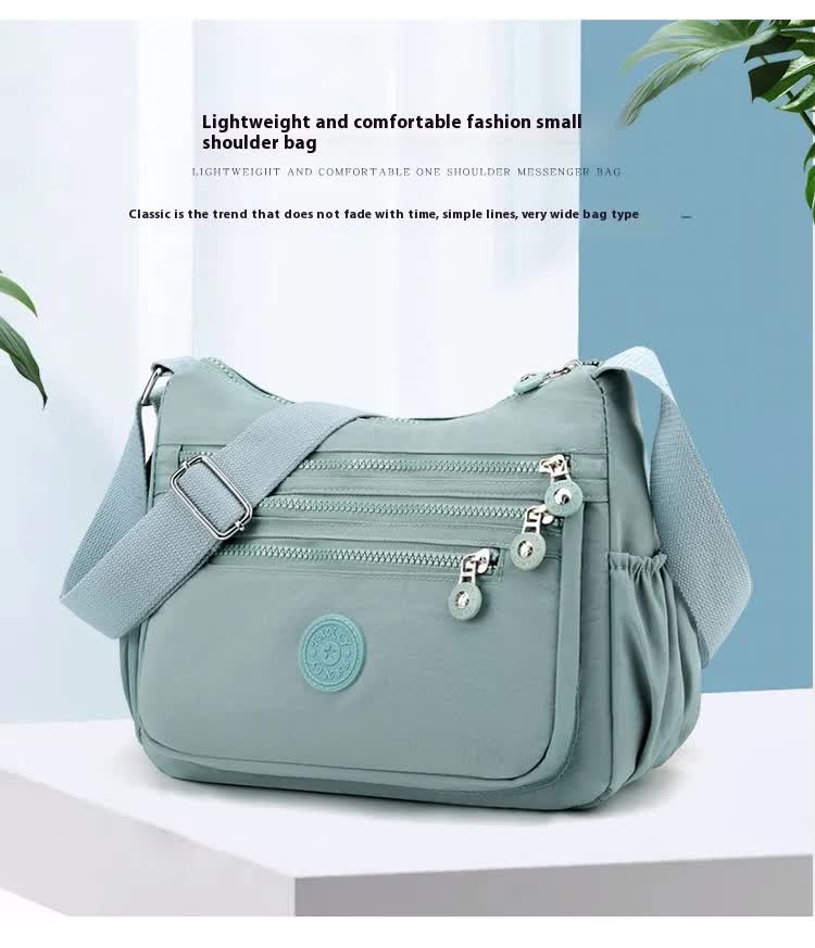 Women's Lightweight Nylon Crossbody Bag Waterproof Multi Pocket Shoulder Purse Travel Messenger Sapphire Blue