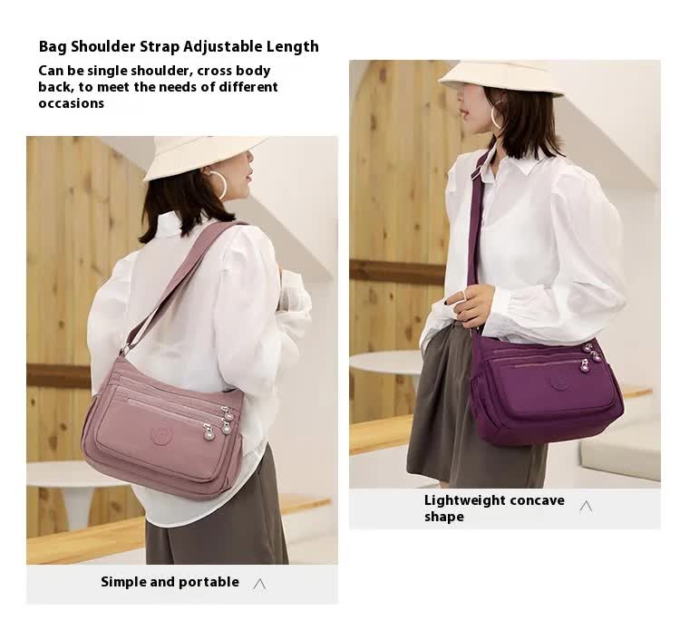 Women's Lightweight Nylon Crossbody Bag Waterproof Multi Pocket Shoulder Purse Travel Messenger Sapphire Blue