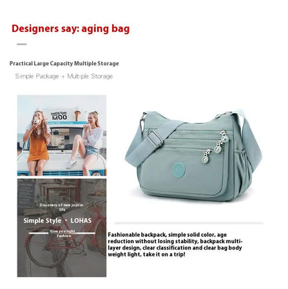 Women's Lightweight Nylon Crossbody Bag Waterproof Multi Pocket Shoulder Purse Travel Messenger Sapphire Blue
