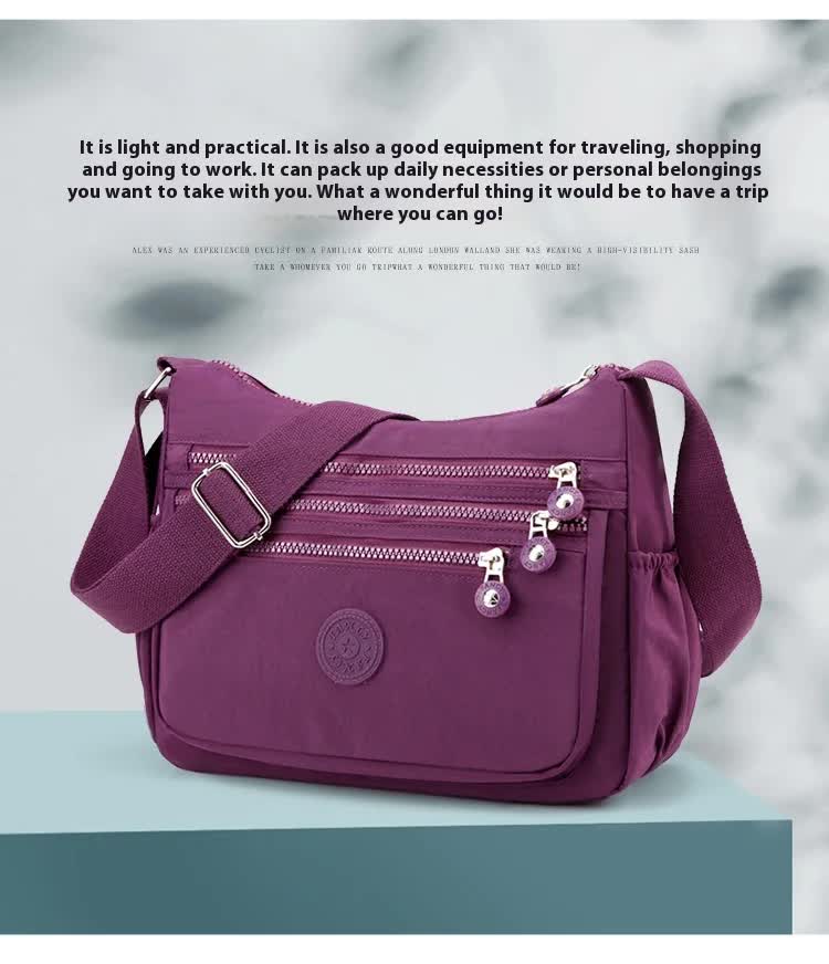 Women's Lightweight Nylon Crossbody Bag Waterproof Multi Pocket Shoulder Purse Travel Messenger Sapphire Blue