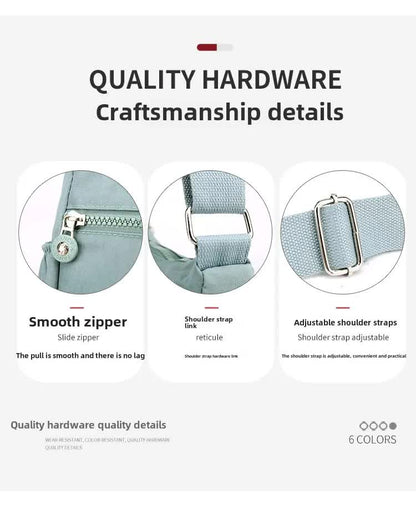 Women's Lightweight Nylon Crossbody Bag Waterproof Multi Pocket Shoulder Purse Travel Messenger Sapphire Blue