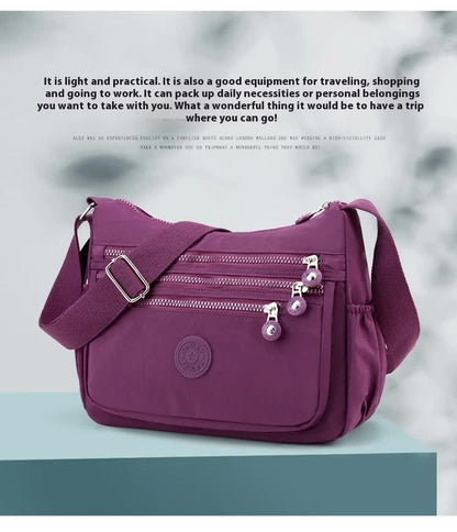 Women's Lightweight Nylon Crossbody Bag Waterproof Multi Pocket Shoulder Purse Travel Messenger Purple