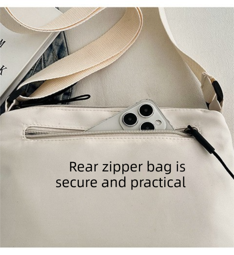 Casual Multi-Pocket Nylon Crossbody Bag Lightweight Shoulder Purse Waterproof Travel Messenger Bag White