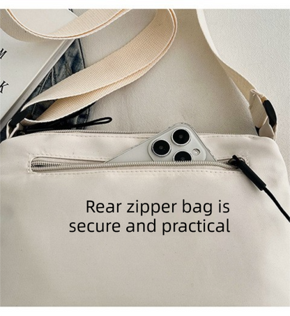 Casual Multi-Pocket Nylon Crossbody Bag Lightweight Shoulder Purse Waterproof Travel Messenger Bag White