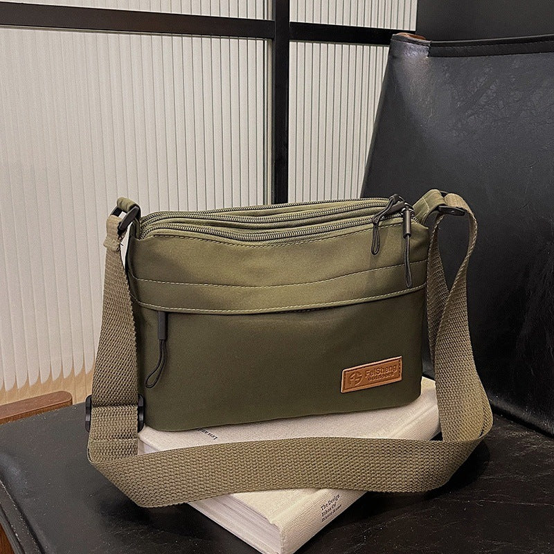 Casual Multi-Pocket Nylon Crossbody Bag Lightweight Shoulder Purse Waterproof Travel Messenger Bag Green