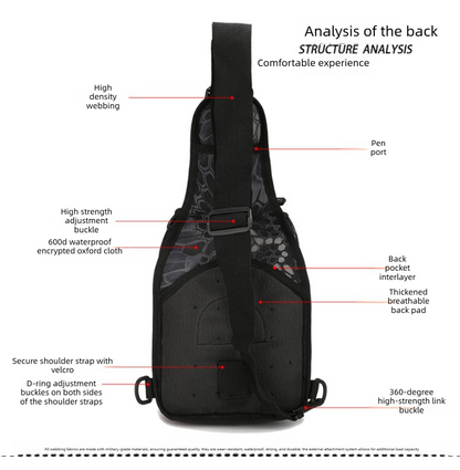 Tactical Sling Bag Men 600D Waterproof Crossbody Backpack MOLLE EDC Shoulder Pack for Hiking Cycling Tan