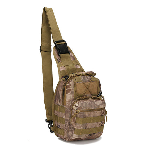 Tactical Sling Bag Tan Python Camo 600D Waterproof Crossbody Backpack MOLLE EDC Shoulder Pack for Hiking Camping