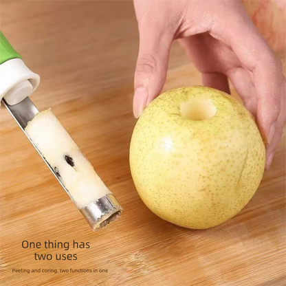 2-in-1 Apple Corer & Peeler Stainless Steel Fruit Prep Tool Kitchen Gadget Green