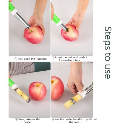 2-in-1 Apple Corer & Peeler Stainless Steel Fruit Prep Tool Kitchen Gadget Green