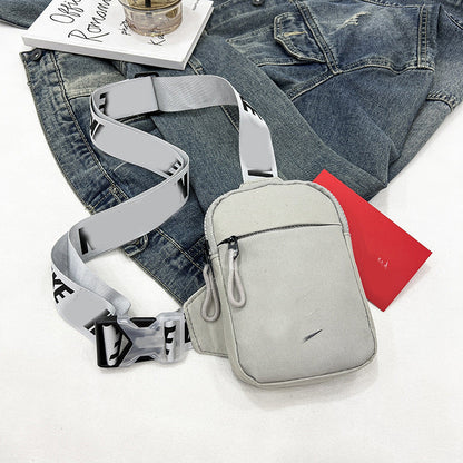 Unisex Mini Nylon Crossbody Sling Bag Chest Pouch Adjustable Wide Strap Lightweight Grey for Travel Sports & Festivals